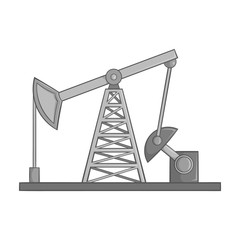 Oil rig icon in black monochrome style isolated on white background. Black gold symbol vector illustration