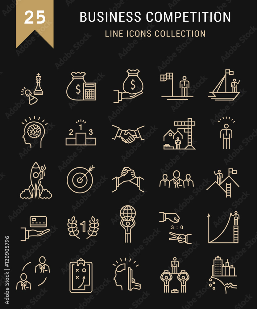 Wall mural set vector flat line icons