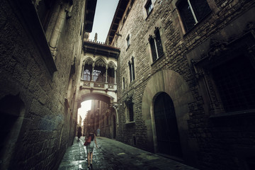 Fototapeta na wymiar Barcelona Gothic quarter, Spain