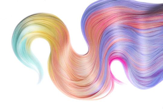 Multicolored Hair Lock Isolated Over White Background