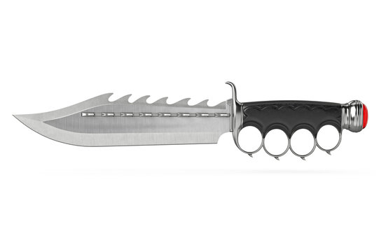 Knife steel blade with old-fashioned style handle. 3D graphic