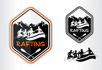  vector rafting emblem logo label - obrazy, fototapety, plakaty
