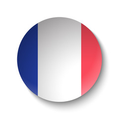 White paper circle with flag of France. Abstract illustration