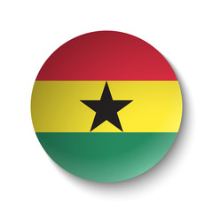 White paper circle with flag of Ghana. Abstract illustration