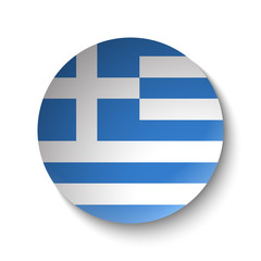 White paper circle with flag of Greece. Abstract illustration