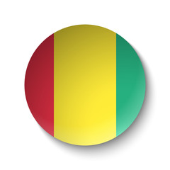 White paper circle with flag of Guinea. Abstract illustration