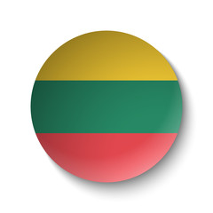 White paper circle with flag of Lithuania. Abstract illustration