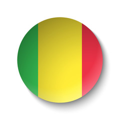 White paper circle with flag of Mali . Abstract illustration