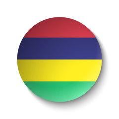 White paper circle with flag of Mauritius. Abstract illustration