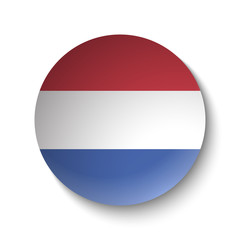 White paper circle with flag of Netherlands. Abstract illustration