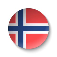 White paper circle with flag of Norway. Abstract illustration