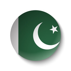 White paper circle with flag of Pakistan. Abstract illustration