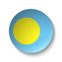 White paper circle with flag of Palau. Abstract illustration