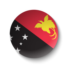 White paper circle with flag of Papua New Guinea. Abstract illustration
