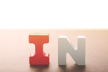 wooden letters form the word in