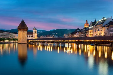 Fototapeten Lucerne. Image of Lucerne, Switzerland during twilight blue hour © ake1150