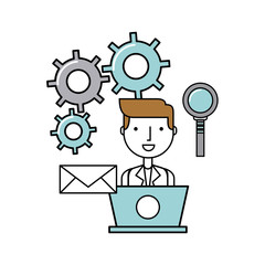 online security flat line icons vector illustration design