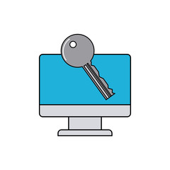 monitor computer with social media icon vector illustration design