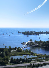 Naklejka na ściany i meble Amazing Ontario Lake view with Liberty Bridge on the lake shore