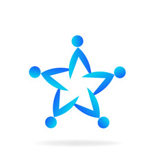 Teamwork blue star logo. Education concept