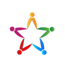 Teamwork star shape logo concept of unity vector design