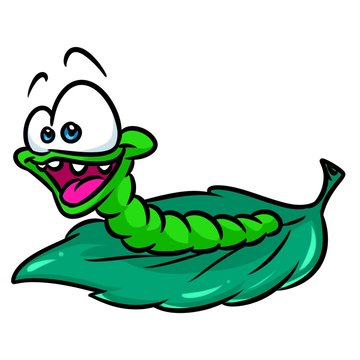 Caterpillar crazy happiness leaf cartoon illustration isolated image animal character 