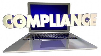 Compliance Laptop Computer Rules Online Laws Regulations 3d Animation