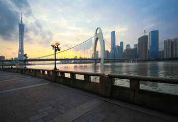 Guangzhou modern city landmark buildings of twilight