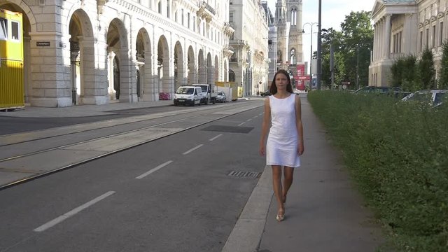 Sightseeing in Europe, walking on historic street