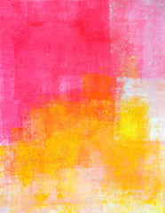 Różowe i żółte malarstwo abstrakcyjne - 120920556