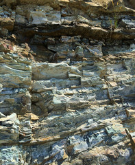 Mountain textured rocky wall with scenic layered stone structure