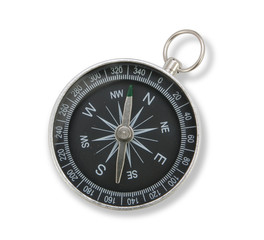 close up black compass isolated