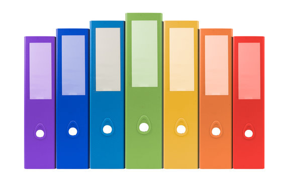 colorful ring binders-full with office document and business inf