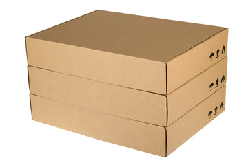 cardboard boxes isolated on a white background with symbols fragile, this