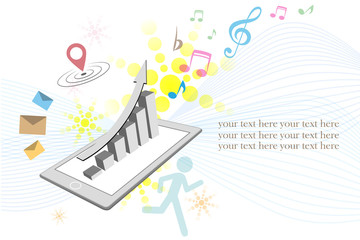 Business concept: touchscreen smartphone with stock market appli