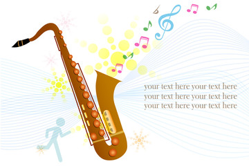illustration of Saxophone on colorful abstract grungy background