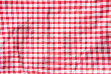 crumpled checkered tablecloth