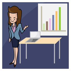 business woman cute cartoon vector character
