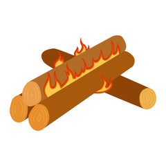 Isolated illustration of campfires logs burning bonfire. Bonfires on white background. Vector bonfire isolated and wood explosion glowing bonfire isolated. Red nature burning blazing power vector.
