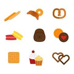Vector fresh baked bread products icons