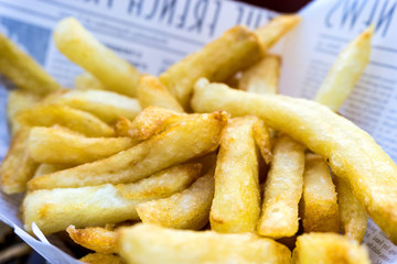 Golden French fries potatoes ready to be eaten