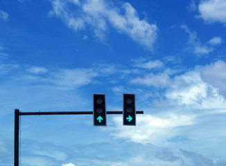 Green light signal on intersection road in Thailand, Go ahead co