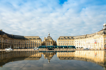 Fototapeta na wymiar Street view of Place De La Bourse in Bordeaux city, France Europ