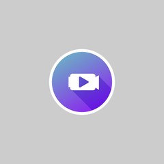 Modern Camera Video Icon with Long Shadow
