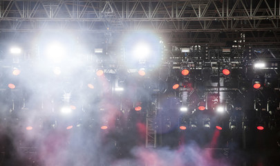 Stage lights and smoke on concert