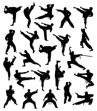 Karate Martial Arts Sport Silhouettes, art vector design