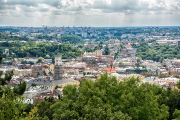 Fototapeta na wymiar Lviv, Ukraine old city top view panorama
