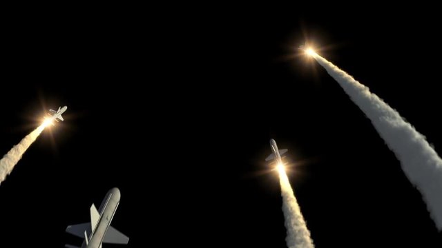rockets take off on black