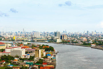 Naklejka premium Chao Phraya river Bangkok cityscape Thailand