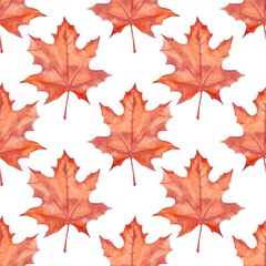 Naklejka na ściany i meble Maple leaves. Watercolor painting. Seamless pattern. Background 3